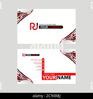Logo RJ design with a black and red business card with horizontal and modern design. JR Logo design Stock Vector