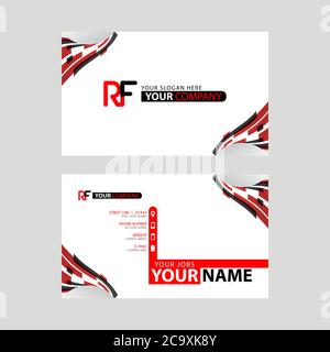 Logo RF design with a black and red business card with horizontal and modern design. FR Logo design Stock Vector