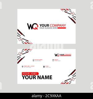 the WQ logo letter with box decoration on the edge, and a bonus business card with a modern and horizontal layout. Stock Vector