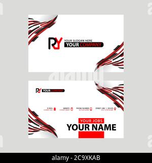 Logo RY design with a black and red business card with horizontal and modern design. YR Logo design Stock Vector