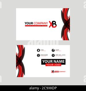 Business card template in black and red. with a flat and horizontal design plus the XB logo Letter on the back. Stock Vector