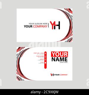 Letter YH logo in black which is included in a name card or simple business card with a horizontal template. Stock Vector