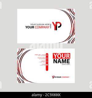 Letter YP logo in black which is included in a name card or simple business card with a horizontal template. Stock Vector