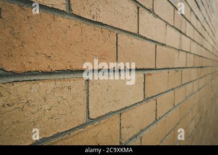 Perspective view of brick wall with shallow focus Stock Photo