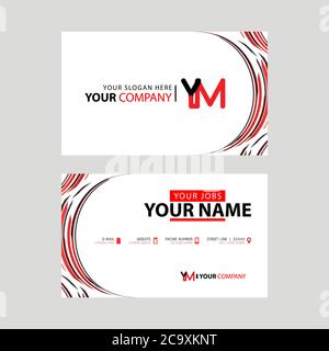 Letter YM logo in black which is included in a name card or simple business card with a horizontal template. Stock Vector