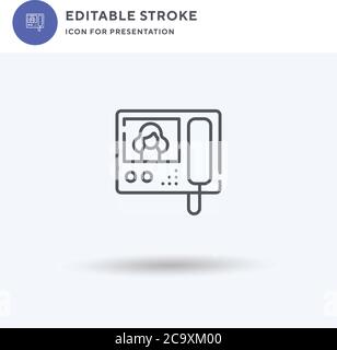 Video Doorbell icon vector, filled flat sign, solid pictogram isolated on white, logo illustration. Video Doorbell icon for presentation. Stock Vector