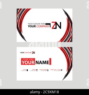 Modern business card templates, with ZN logo Letter and horizontal design and red and black colors. Stock Vector