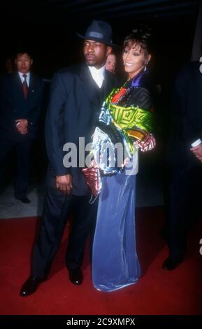 Beverly Hills, California, USA 27th February 1996 Singer Bobby Brown and singer Whitney Houston attend the 38th Annual Grammy Awards Pre-Party Hosted by Clive Davis on February 27, 1996 at Beverly Hills Hotel in Beverly Hills, California, USA. Photo by Barry King/Alamy Stock Photo Stock Photo