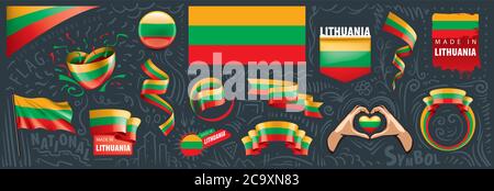 Vector set of the national flag of Lithuania in various creative designs Stock Vector