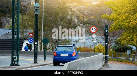 Control Point Road Control point on the toll road Stock Photo - Alamy