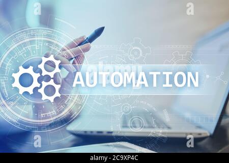 Business and manufacturing process Automation, smart industry, innovation and modern technology concept Stock Photo