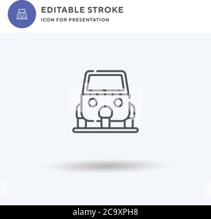 Three Wheeler icon vector, filled flat sign, solid pictogram isolated on white, logo illustration. Three Wheeler icon for presentation. Stock Vector