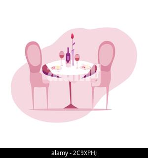 Served table in restaurant vector illustration isolated on white background Stock Vector