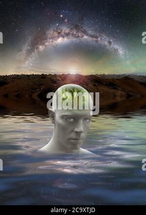 Future consciousness imagination creativity green thoughts concept Stock Photo