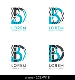 The BD Logo Set of abstract modern graphic design.Blue and gray with slashes and dots.This logo is perfect for companies, businesses and is also suita Stock Vector