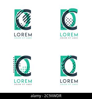 Four abstract CD logo posts set with dot and slash, green and black. very suitable for corporate identity, business, letterhead ,cards and banners Stock Vector