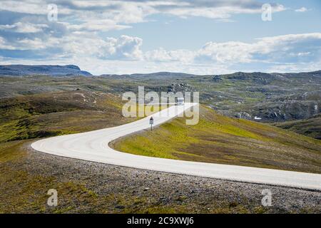 A travel caravan aka camper van vehicle on the scenic road to North ...