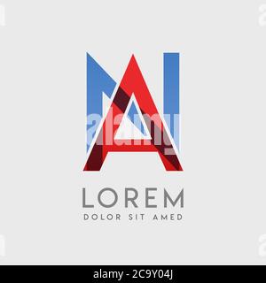 AN logo letters with blue and red gradation Stock Vector