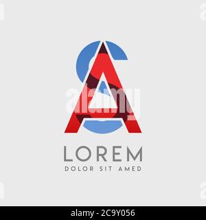 AS logo letters with blue and red gradation Stock Vector
