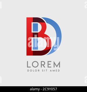 BD logo letters with blue and red gradation Stock Vector