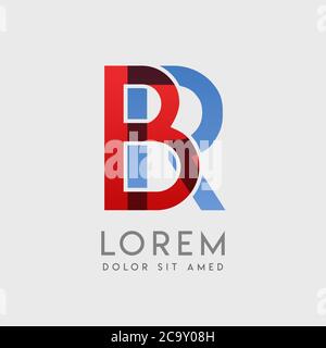 BR logo letters with blue and red gradation Stock Vector