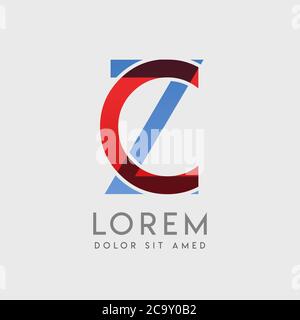 CZ logo letters with blue and red gradation Stock Vector