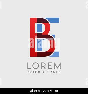 BE logo letters with blue and red gradation Stock Vector