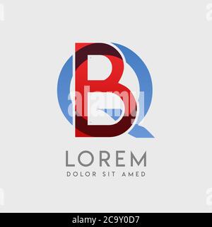 BQ logo letters with blue and red gradation Stock Vector