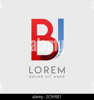 BJ logo letters with blue and red gradation Stock Vector