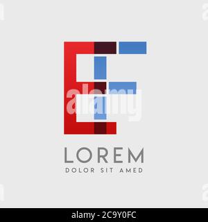 EF logo letters with blue and red gradation Stock Vector