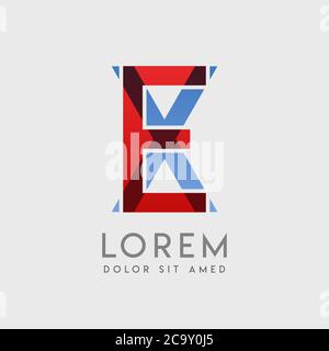 EX logo letters with blue and red gradation Stock Vector