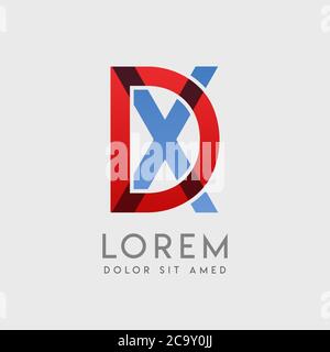 DX logo letters with blue and red gradation Stock Vector