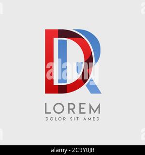 DR logo letters with blue and red gradation Stock Vector