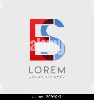 ES logo letters with blue and red gradation Stock Vector