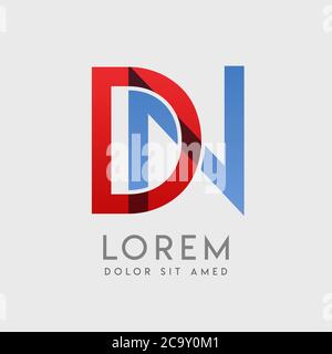 DN logo letters with blue and red gradation Stock Vector