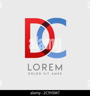 DC logo letters with blue and red gradation Stock Vector