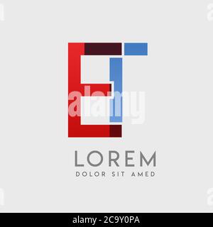 ET logo letters with blue and red gradation Stock Vector