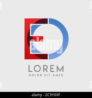 EO logo letters with blue and red gradation Stock Vector