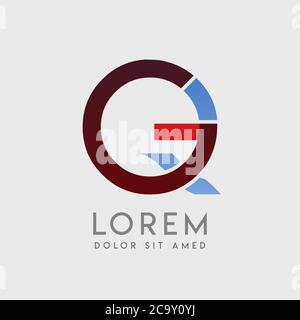 GQ logo letters with blue and red gradation Stock Vector