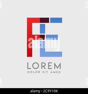 FE logo letters with blue and red gradation Stock Vector