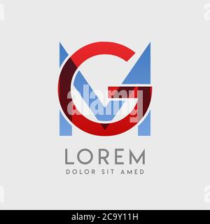GM logo letters with blue and red gradation Stock Vector