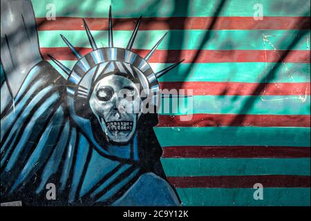 Anti US political grafitti in former US embassy, Tehran, Iran Stock Photo