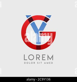 GY logo letters with blue and red gradation Stock Vector