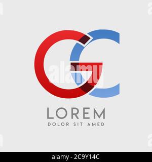 GC logo letters with blue and red gradation Stock Vector