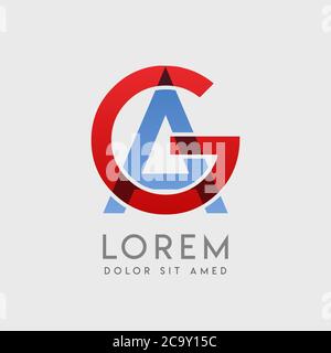 GA logo letters with blue and red gradation Stock Vector