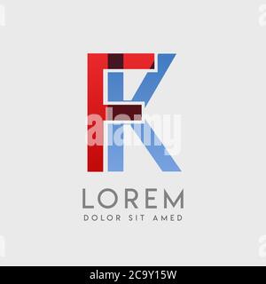FK logo letters with blue and red gradation Stock Vector