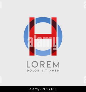 HO logo letters with blue and red gradation Stock Vector