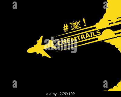 Airplane pollution and its dangerous chemtrails Stock Vector