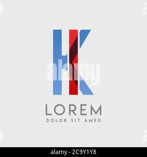 IK logo letters with blue and red gradation Stock Vector