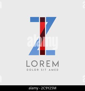 IZ logo letters with blue and red gradation Stock Vector